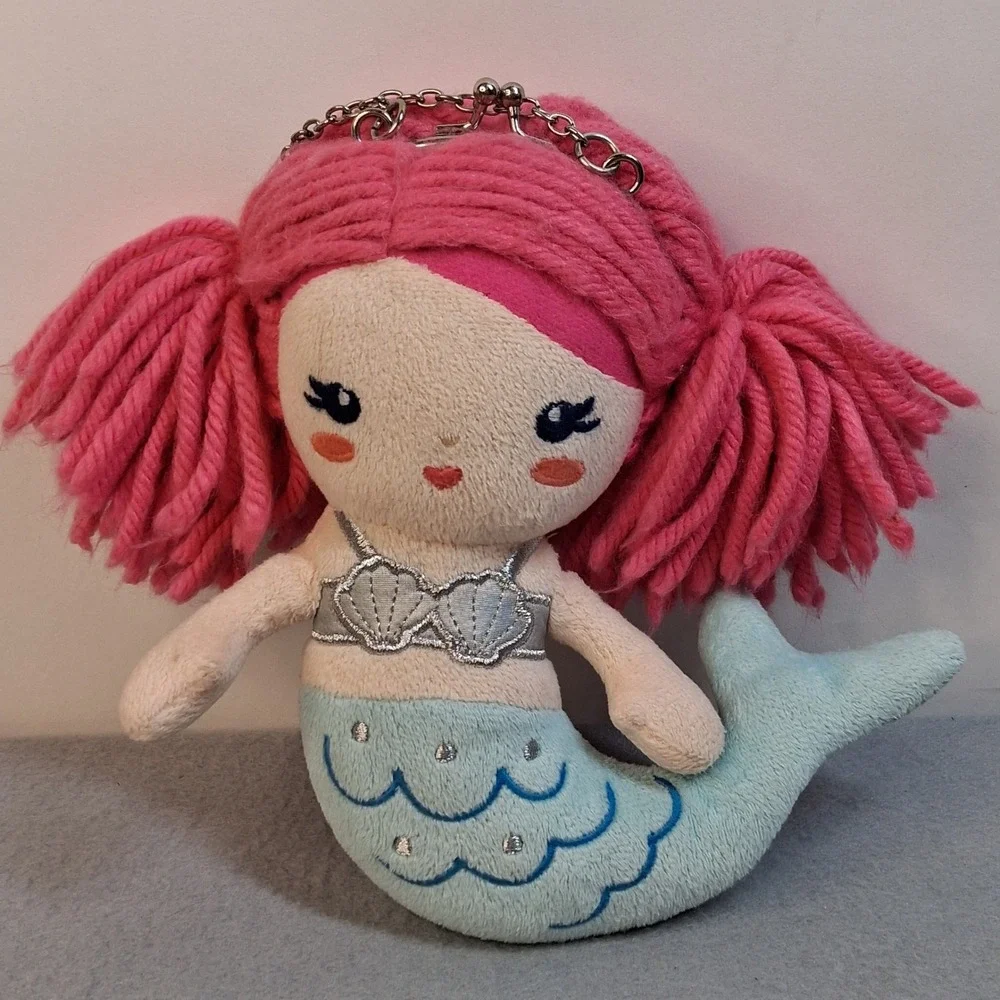 Gymboree Mermaid Plush Coin Purse Pink Yarn Hair Blue Tail 2017